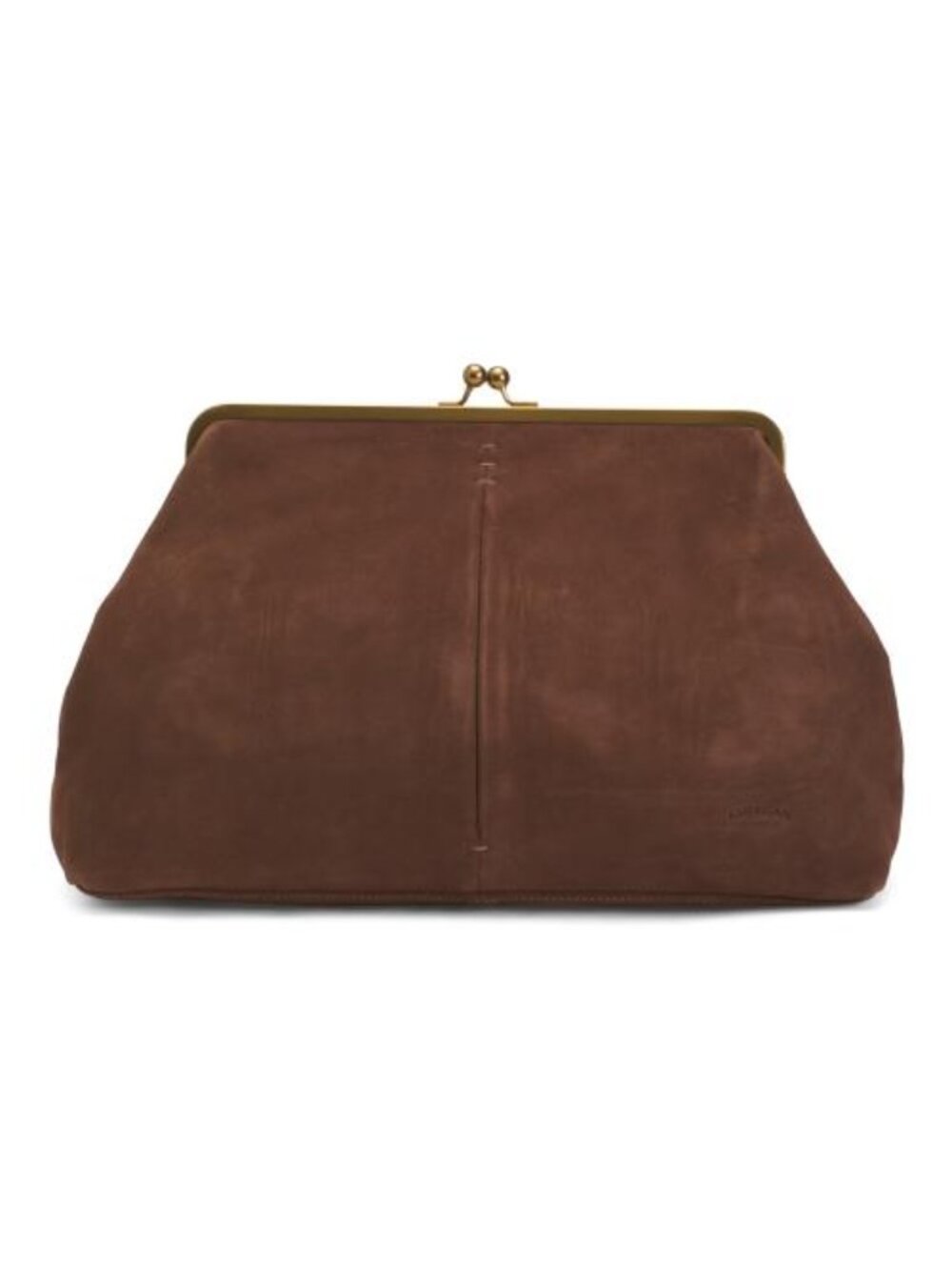 AMERICAN LEATHER CO. Suede Grace Oversized Kiss Lock Clutch